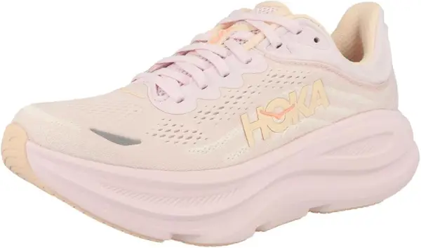 chaussures running femme Hoka Bondi 9 rose vu de face